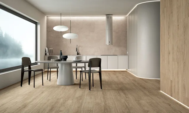 gres effetto legno a parete