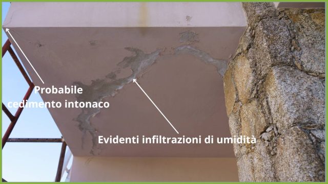 Esempio di terrazzo colpito da infiltrazioni di umidit&agrave; 