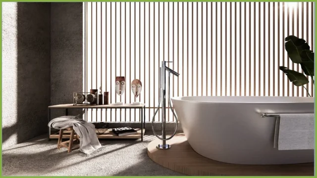 Tonalit&agrave; calde e avvolgenti per un bagno senza piastrelle