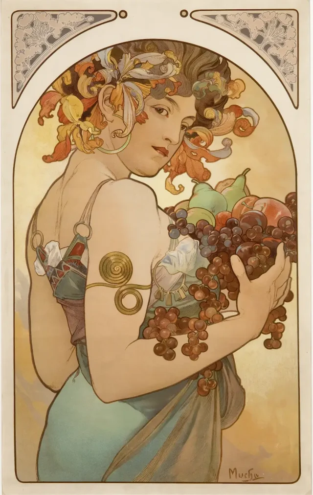 Manutenzione delle Cementine - esempio di ritratto stile liberty di Alfons Mucha